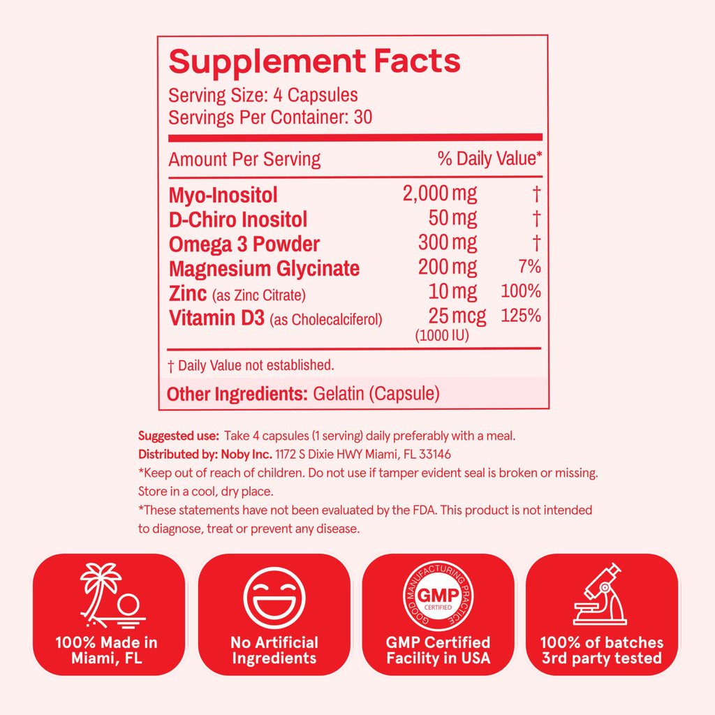 Peach Perfect Inositol Multivitamin – Myo-Inositol & D-Chiro 40:1 Blend, Omega-3, Vitamin D3, Magnesium, Zinc – Supports Women’s Health, Mood, Energy, Supplement – 30 SVG