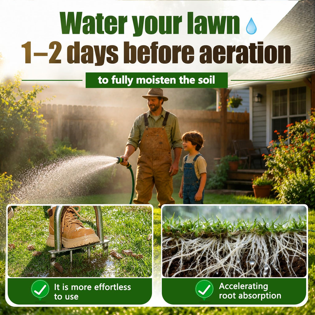 Bigwish Manual Lawn Core Aerator Tool, Stainless Steel Plug Aerator