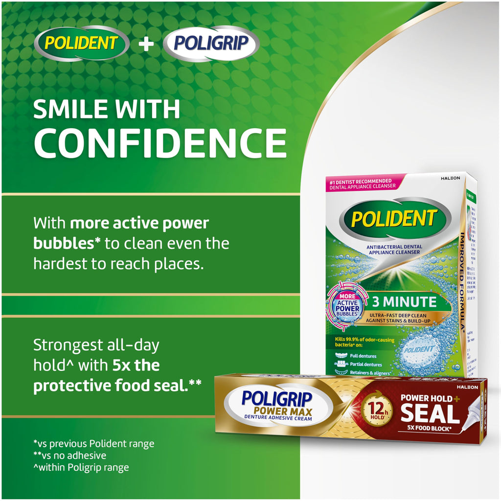 Poligrip Power Max Power Hold Plus Seal Denture Adhesive Cream for Secure Hold and Food Sealing, Flavourless - 2.2 oz (62.3 g) (Pack of 4)