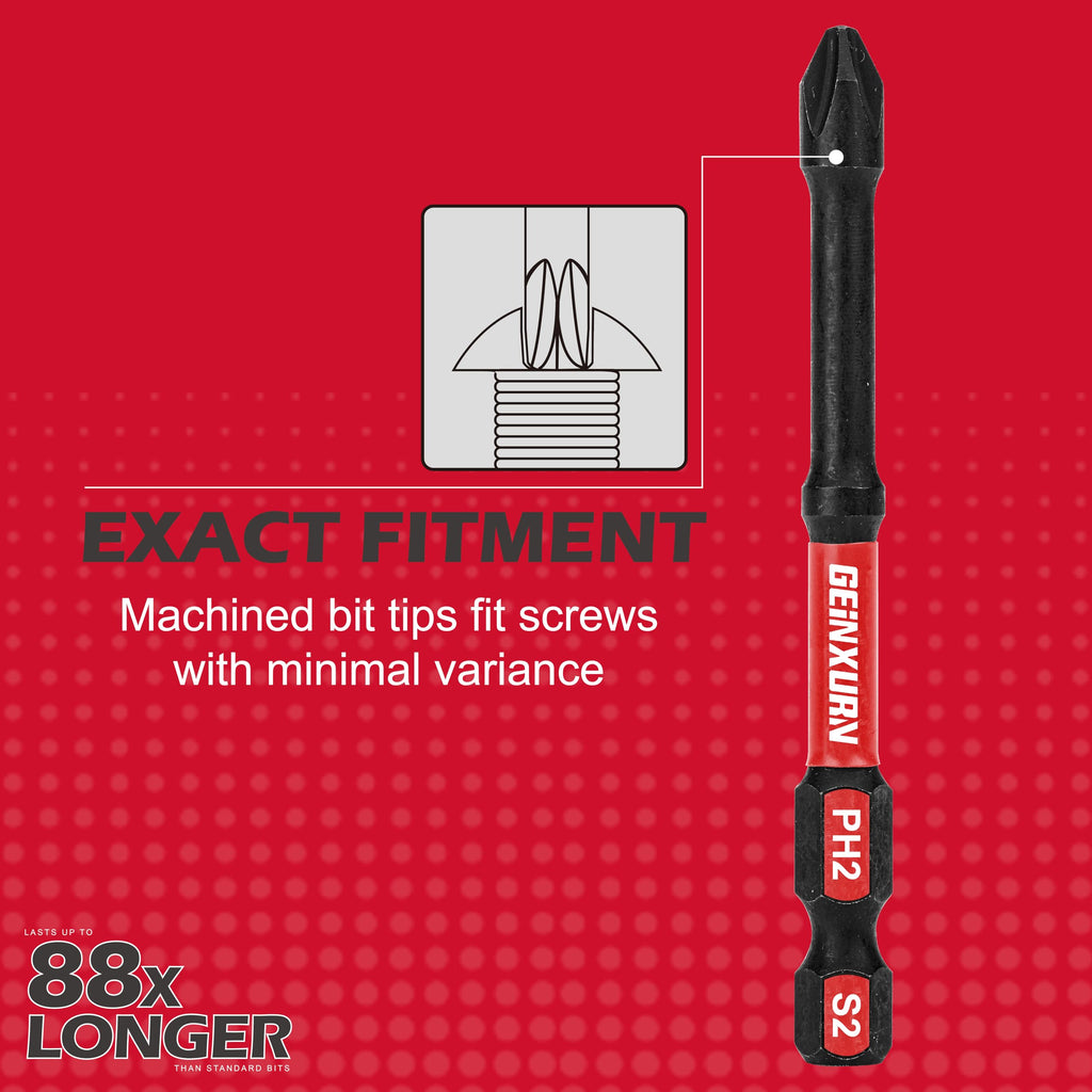 Geinxurn Impact Tough #2 Phillips 3 in. D2 Steel Long Extension Insert Driver Bits,30Pack 1/4 Inch Hex Shank Long Cross Magnetic PH2 Screwdriver Bits Set