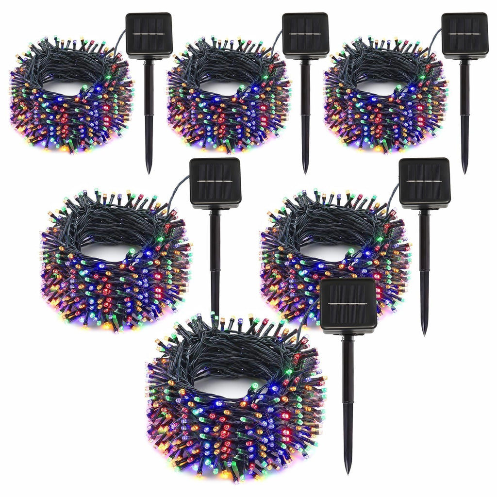 SyouHome Solar String Lights Outdoor, 6 Pack 600 LED Solar Christmas Lights