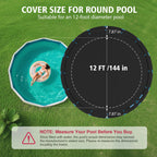 AGROAIDE Pool Cover 12ft Round, Upgraded Tear Resistance & Seamless Side Design, Above Ground Pool Cover with Metal Buckle Straps, All Season Protection - Snug Fit & Easy Set