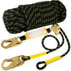 TRSMIMA Rope Harness Safety Lanyard：100ft Vertical Roofing Rope with Grab Snap Hooks Shock Absorber - Fall Protection Tree Climbing Line Kit Heavy Duty Roof Safety Equipment ANSI CE