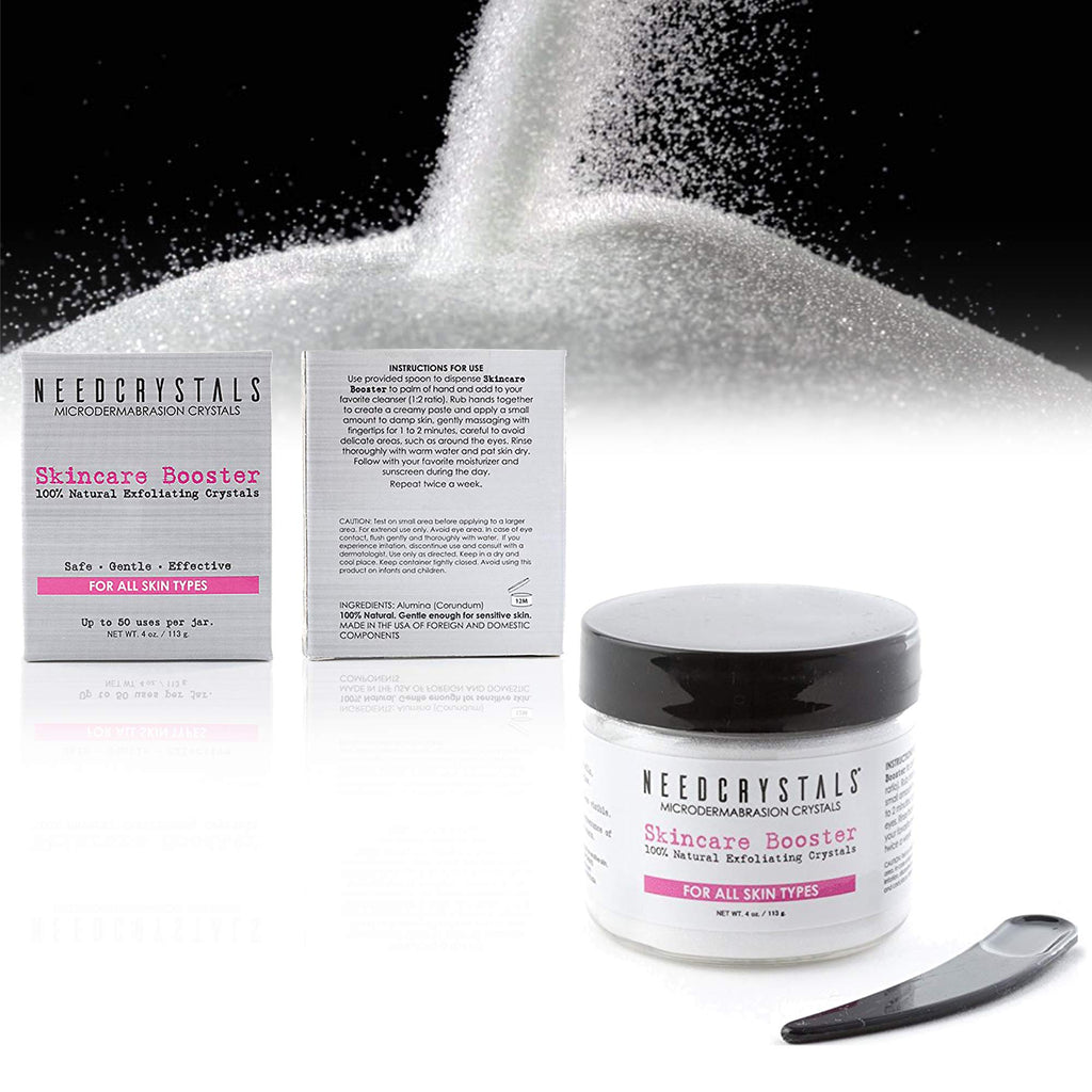 NeedCrystals Microdermabrasion Crystals DIY Facial Scrub. Natural Face Exfoliator for Dull or Dry Skin Improves Scars, Blackheads, Pore Size, Wrinkles, Blemishes & Skin Texture 4 oz. / 113 gr.