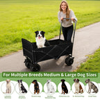 Dog Stroller for Large Dogs,Pet Stroller for Medium Dogs Up to 150lbs,Folding Dog Wagon Cart,Heavy Duty All-Terrain with Adjustable Handle,Storage Organizer,Waterproof Oxford Fiber,Black