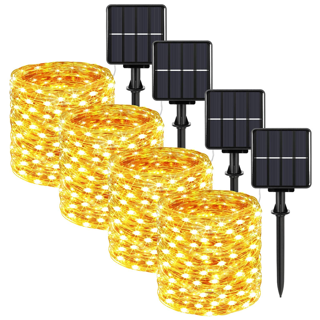 4-Pack Solar Fairy Lights Outdoor, Extra-long 288FT 800LED String Lights