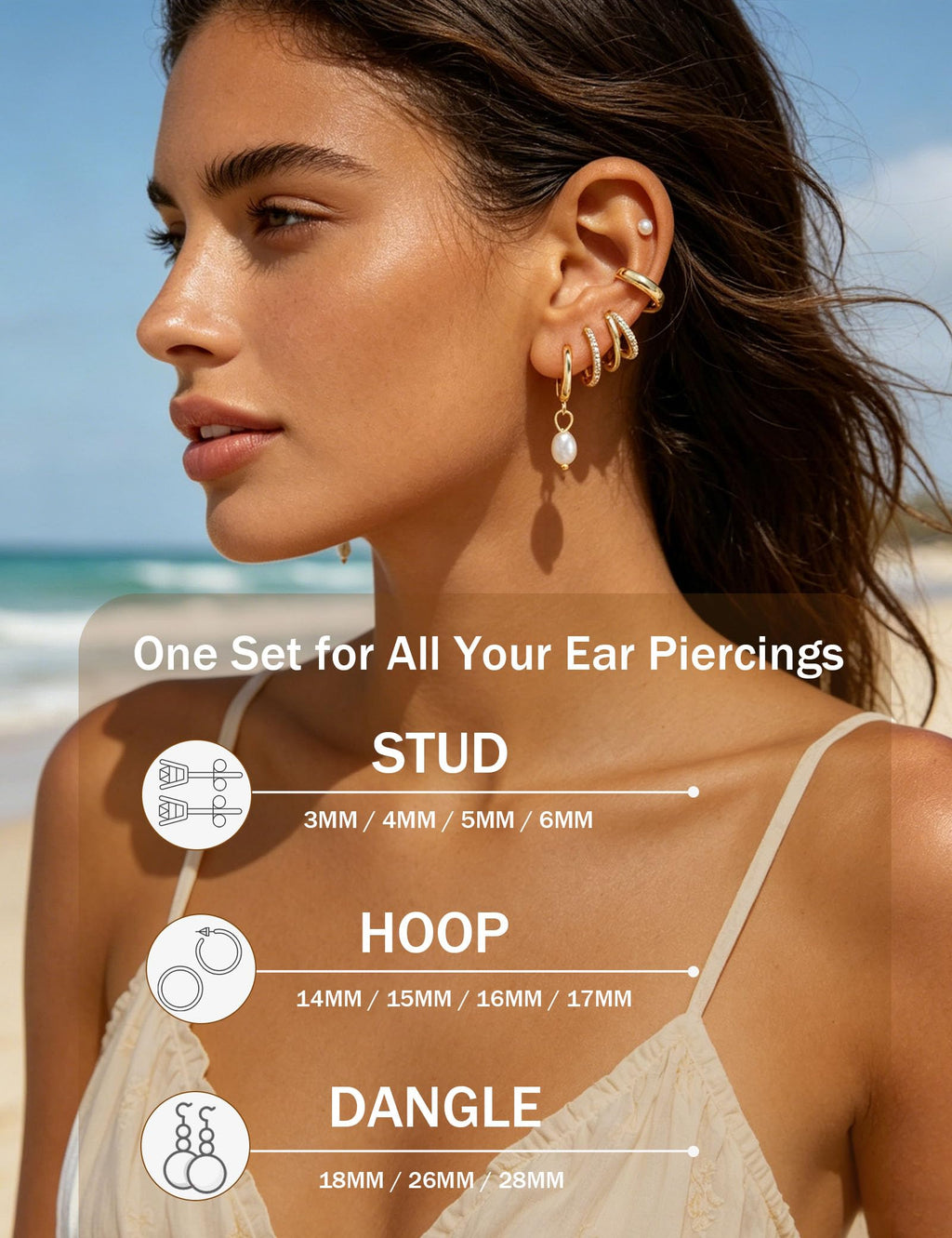 13 Pairs Gold Earrings for Women, 14K Plated Hypoallergenic Stackable Set