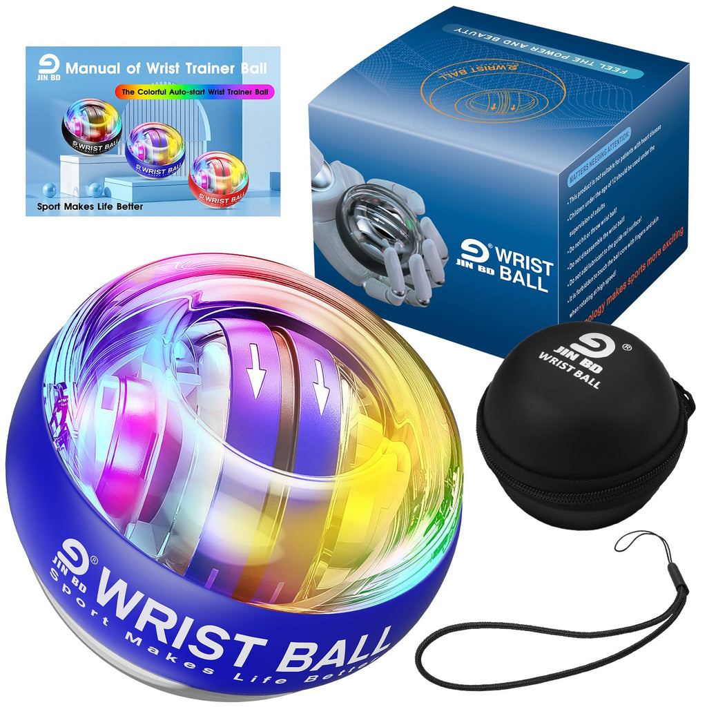 JIN BD Wrist Trainer Ball Auto-Start Strengthener Gyroscopic Forearm Exerciser Gyro for Strengthen Arms, Fingers, Bones and Muscles with LED Light���Blue