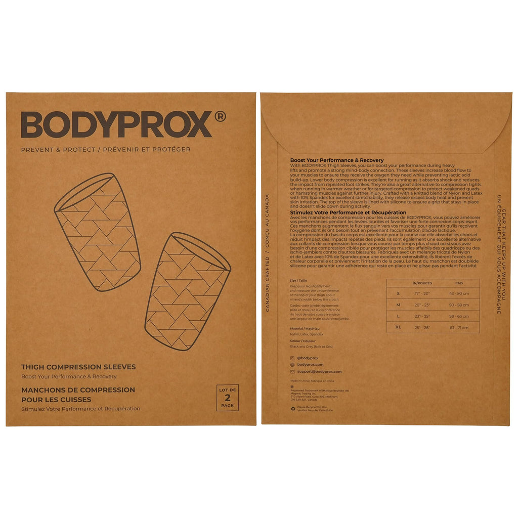 BODYPROX Thigh Compression Sleeve (1 Pair), Hamstring Compression Sleeve for Men and Women (X-Small)