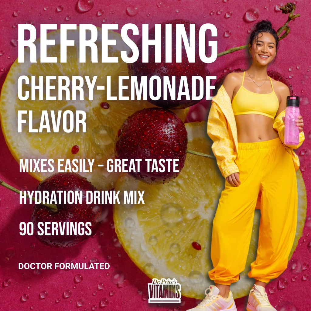 Dr. Price’s Electrolytes Powder Bulk – Cherry Lemonade, 90 Servings | Sugar Free Hydration Drink Mix with 72+ Trace Minerals, Manganese | Keto, Vegan, Doctor-Formulated, Made in USA