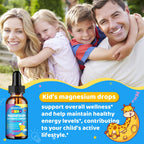 Kids Magnesium Glycinate Liquid Drops‌ – with L-Theanine, Omega-3, Vitamins B6 & D3, Zinc & Calcium – for Sleep Support, Relaxation, Focus & Brain, Bones – Mixed Berry Flavor, 2 Fl Oz