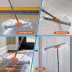 CLEANHOME Rubber Floor Squeegee for Concrete Floor, Tile Floor, Metal Aluminium Heavy Duty Garage Shower Floor Squeegee Broom for Removing Water, Commercial Scrubber Mop with Extendable Long Handle