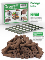 Growell 240 Pcs Hydroponic Pods Kit, 120 Grow Sponges & 120 Pod Labels