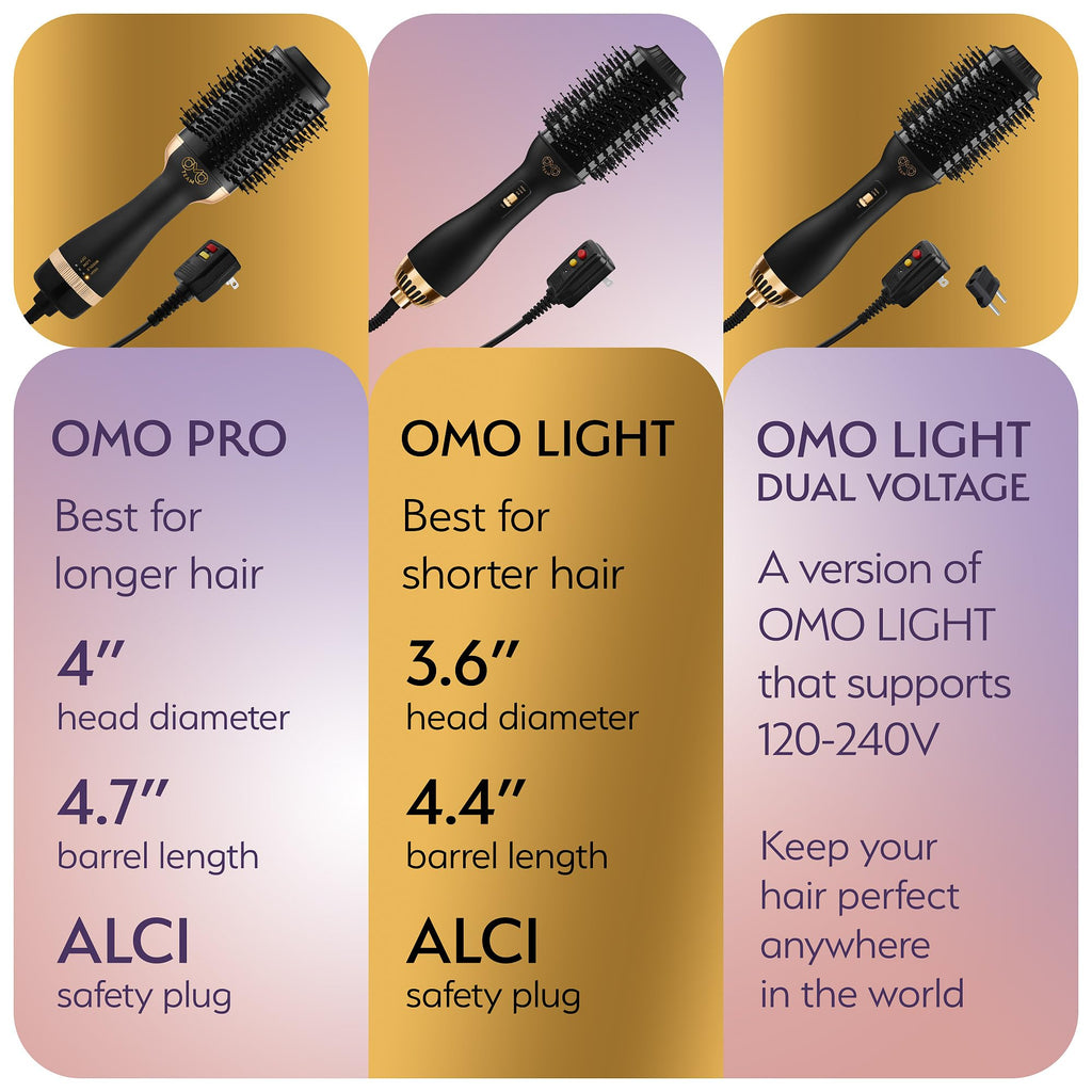 Manual Dual Voltage Blowout Hair Dryer Brush, Professional Hot Air Brush for European Travel 110V-120V/220V-240V, Black Gold Dryer and Volumizer for Women, 2.4 INCHES Oval Shape