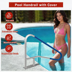 Garvee Pool Handrail 55"x32", Pool Railings for Inground Pools, Safety Handrails 375lbs Load Capacity, 304 Stainless Steel Stair Rail with Grip Cover