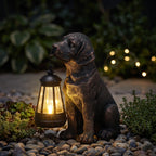 Lyeasw Outdoor Dog Statues Garden Decor with Solar Lantern