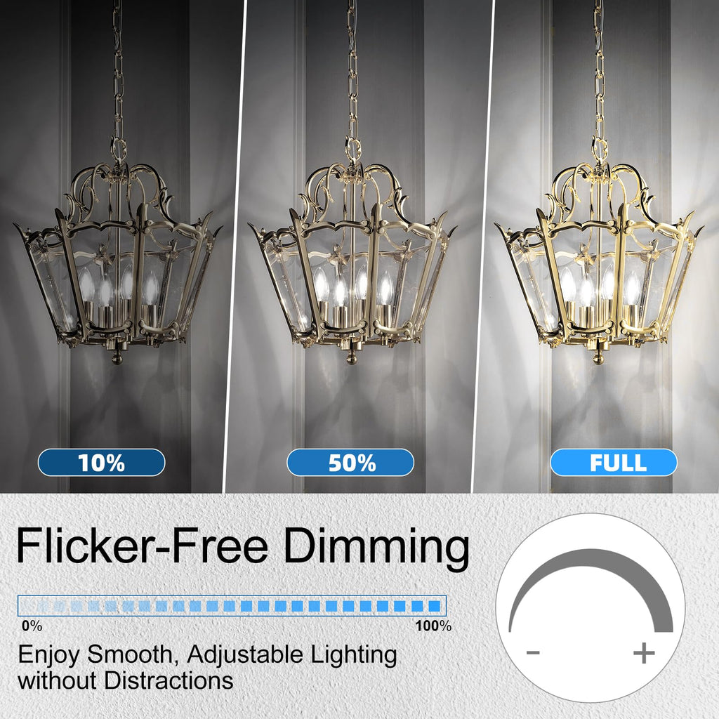 GvvooHome E12 Candelabra Bulb 40 watt Equivalent, E12 LED Bulb Dimmable Chandelier Light Bulbs, 5000K Daylight B10 Candle Light Bulbs, 90+CRI, 400LM, Clear Glass, 12 Pack