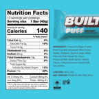 BUILT Puff Protein Bars, Coconut Puff, High Protein Bars, 17g High Protein Snacks, On-The-Go Bars, only 140 Calories, 6g Sugar, Collagen, Gluten Free, 12 Count