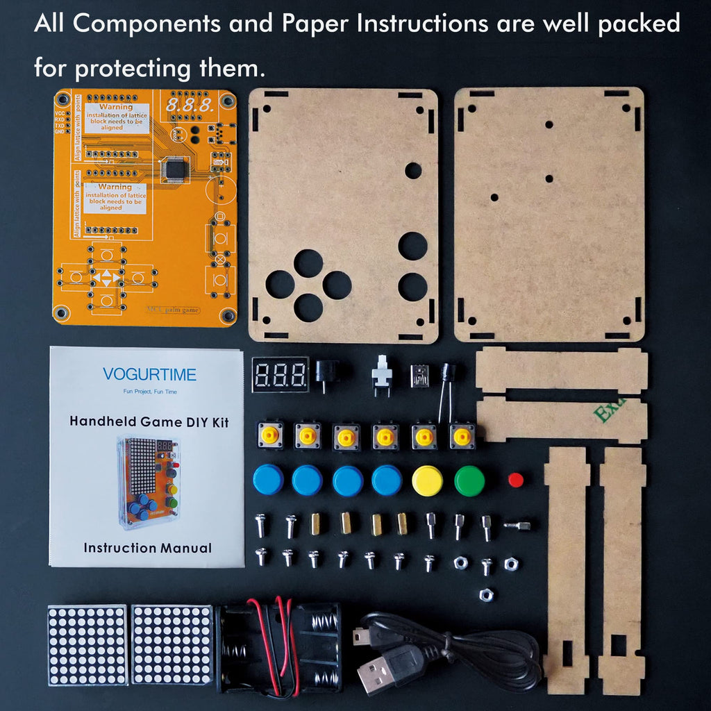 DIY Solder Project Game Kit with 5 Retro Classic Games for Electronic Soldering Practice and Learning, Comfortable Acrylic Case and Handheld Size, Ideal Gift for Family and Friends by VOGURTIME