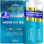 MAREE Under Eye Balm Stick Hydrating – 2 PACK Retinol Caffeine Under Eye Brightener Stick for Older Women – Collagen Undereye Cream for Dark Circles & Wrinkles – Skin Care Treatment Moisturizer