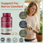 HMS Nutrition Stabilized R-Lipoic Acid 300 mg per Serving — Pure R Alpha Lipoic Acid (R-ALA) High Potency Active R Isomer Antioxidant Nerve & Metabolism Support — NSF Certified Non-GMO Vegan 60Capsule
