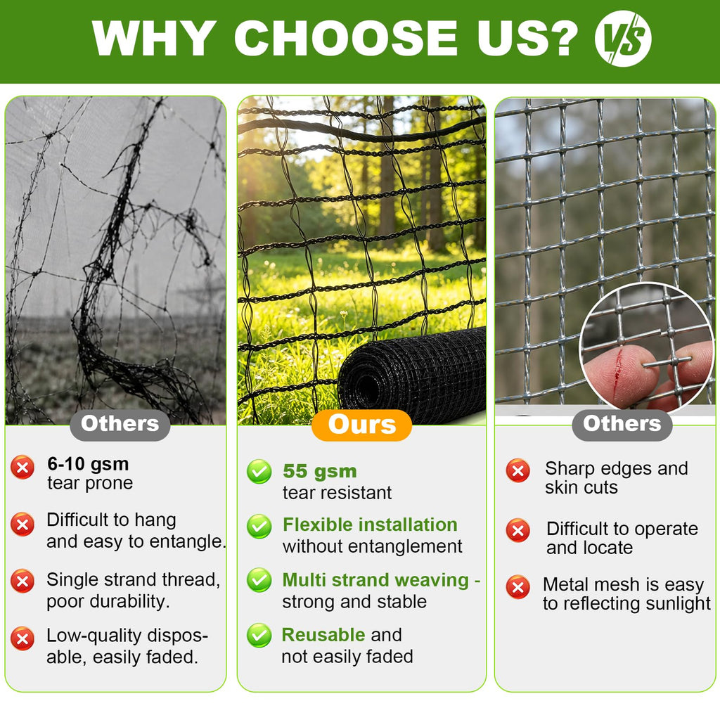 4x100FT Deer Fence Netting for Garden, 55GSM Plastic Mesh Temporary Fence