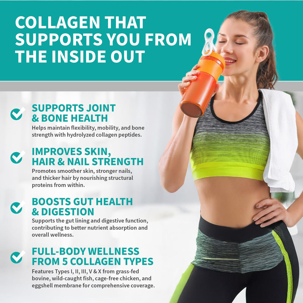 CB Supplements NSF Certified for Sport Multi Collagen Protein Powder Bone, Skin, Hair, and Joint Support | Hydrolyzed Collagen Supplements (58 Servings (Pack of 1), Unflavored)