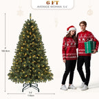 YITAHOME 6ft Pre-Lit Green Artificial Hinged Christmas Tree with Remote