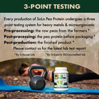 SOLO Organic Pea Protein Isolate, Low in Sodium, Canada Grown Peas, 100% Vegan, Non-GMO, Unflavored Plant Based Protein Powder with BCAA, Keto & Paleo Friendly, Easy to Digest, No Additives (2.7 lbs)