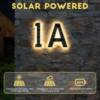 2026 New Solar House Numbers for Outside, Light Up Address Numbers for House, No Drill Adhesive or Screw Mount, IP65 Waterproof LED Illuminated Modern Address Sign, Dusk to Dawn (0, 9 inch)