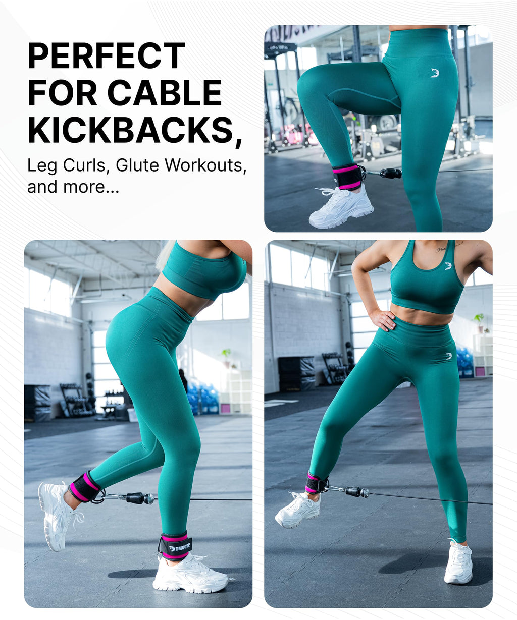 DMoose Ankle Strap for Cable Machine - One Size Fit with Premium Padding, Glute Kickback Ankle Strap, Ankle Cable Straps for Workout, Booty Workout, Leg Extension, Hip Abductors (Olive Green - Pair)