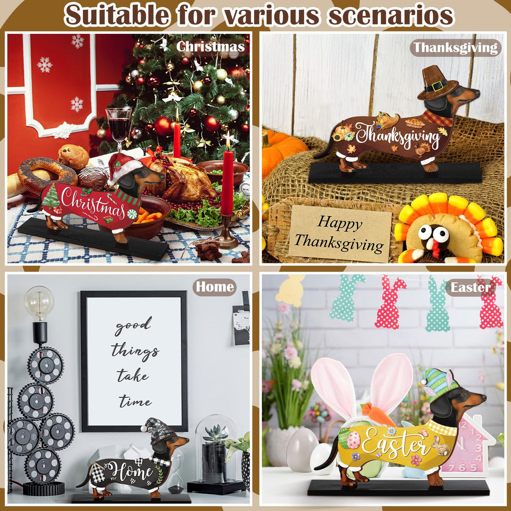 Anglechic 42 Pcs Interchangeable Dachshund Sign Wiener Dog Holiday Decor
