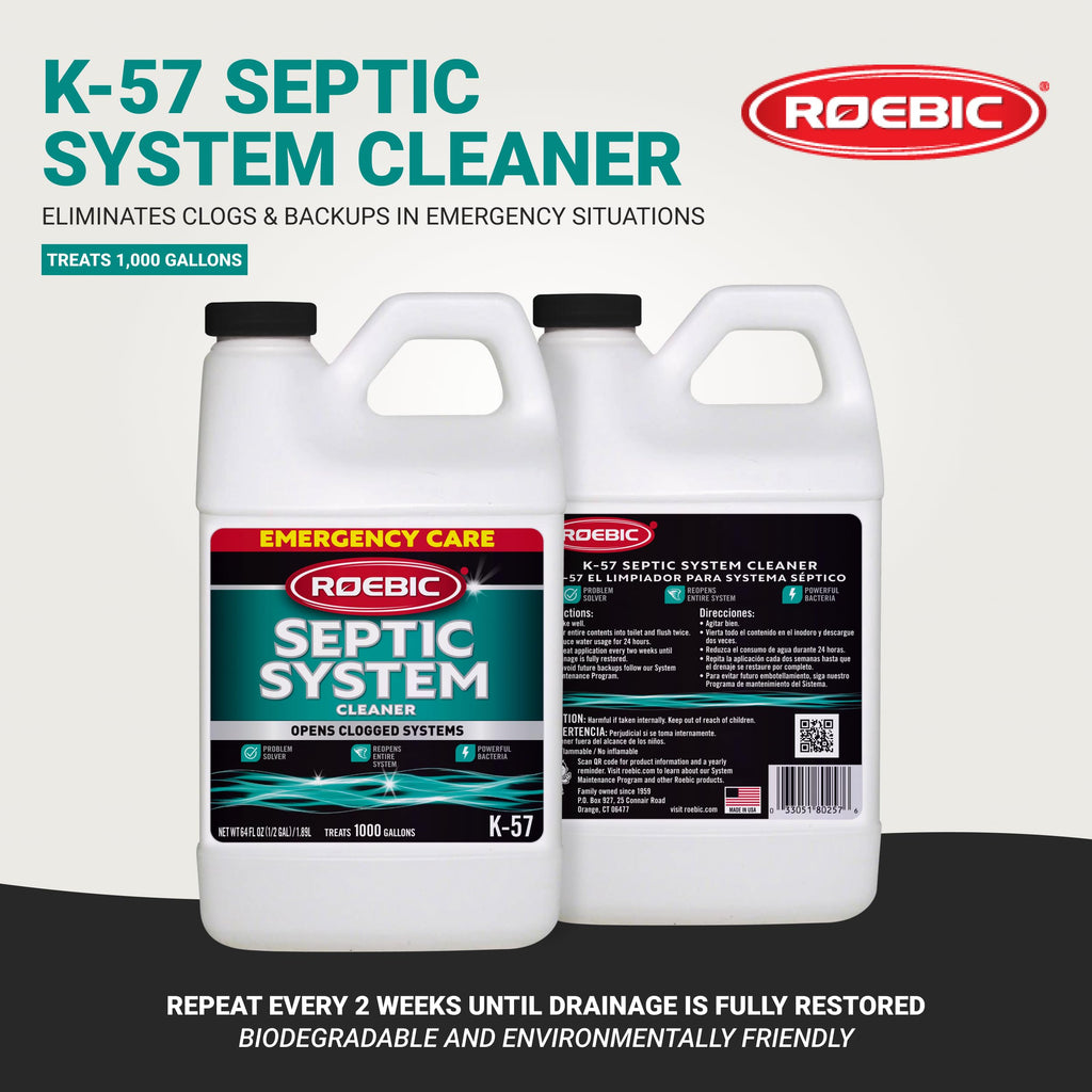 Roebic K-57-H K-57-H-3 Septic System Treatment: 1/2 Gallon, Clears Clogs, Restores Flow, Maintains Septic Systems for Optimal Performance