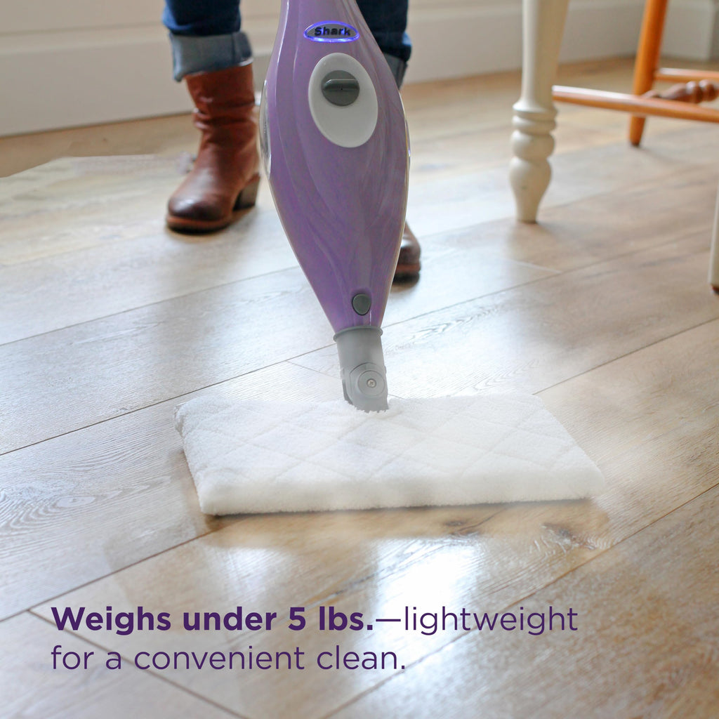 Shark Steam Pocket Mop with 2 Washable Double-sided Pads, Steam Sanitization, Swivel Steering, Lightweight, Steam Cleaner for Sealed Hard Floors, Hardwood, Marble, Tile, Purple, S3501
