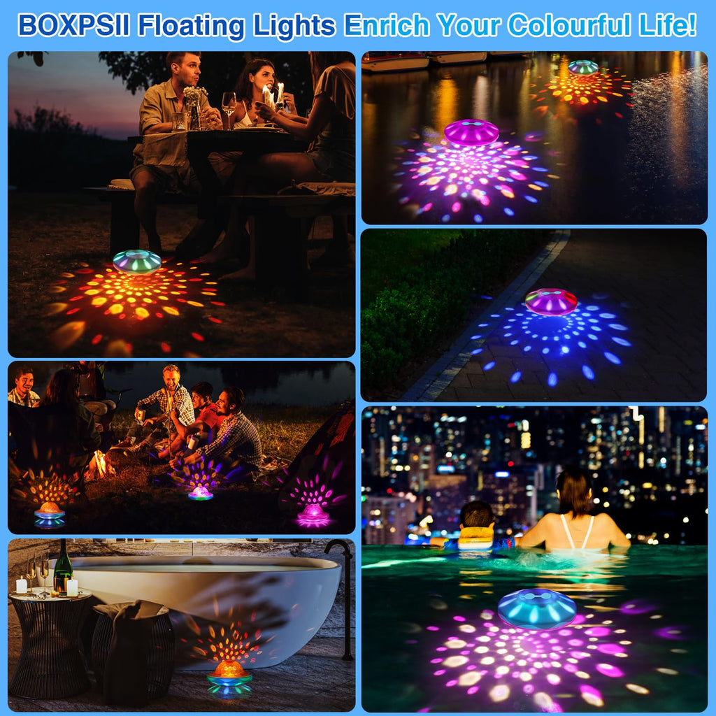Floating Pool Lights(4 PACK), Pool Lights for Inground Pools with 6 Dynamic Lighting Effects, Rechargeable IP68 Waterproof RGB Upper and Lower Color Changing Pool Lights that Float for Hot Tubs