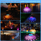 BOXPSII Floating Pool Lights(2 Pack), Pool Lights IP68 Waterproof, Rechargeable RGB Upper and Lower Color Changing Pool Floating Light with 6 Dynamic Lighting, Floating Light for Pool, Garden,Paths
