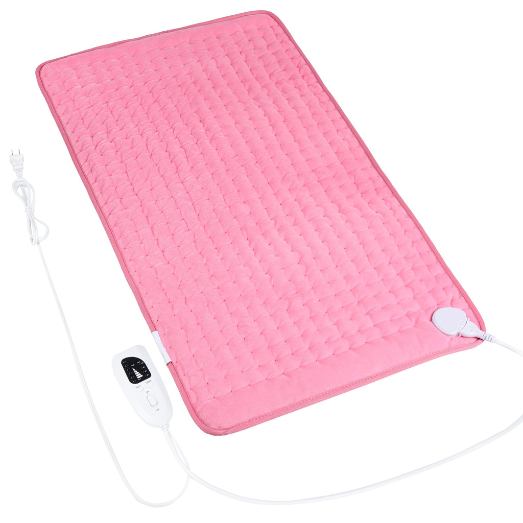 VANKADA Heating Pad Electric Heat Pad, Hot Heated Pad,Multiple Temp and Timer Settings,Suitable for Shoulders, Neck, arms, Abdomen, Back, Legs, etc. (Light Pink, 33"X17")