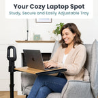 PELEGON Tray Table, 360° Swivel Table for Recliner, Adjustable Height with X-Large Table for Eating and Laptop, TV Trays for Couches & Chairs with Ergonomic Stand Assist Safety Handle for Elderly
