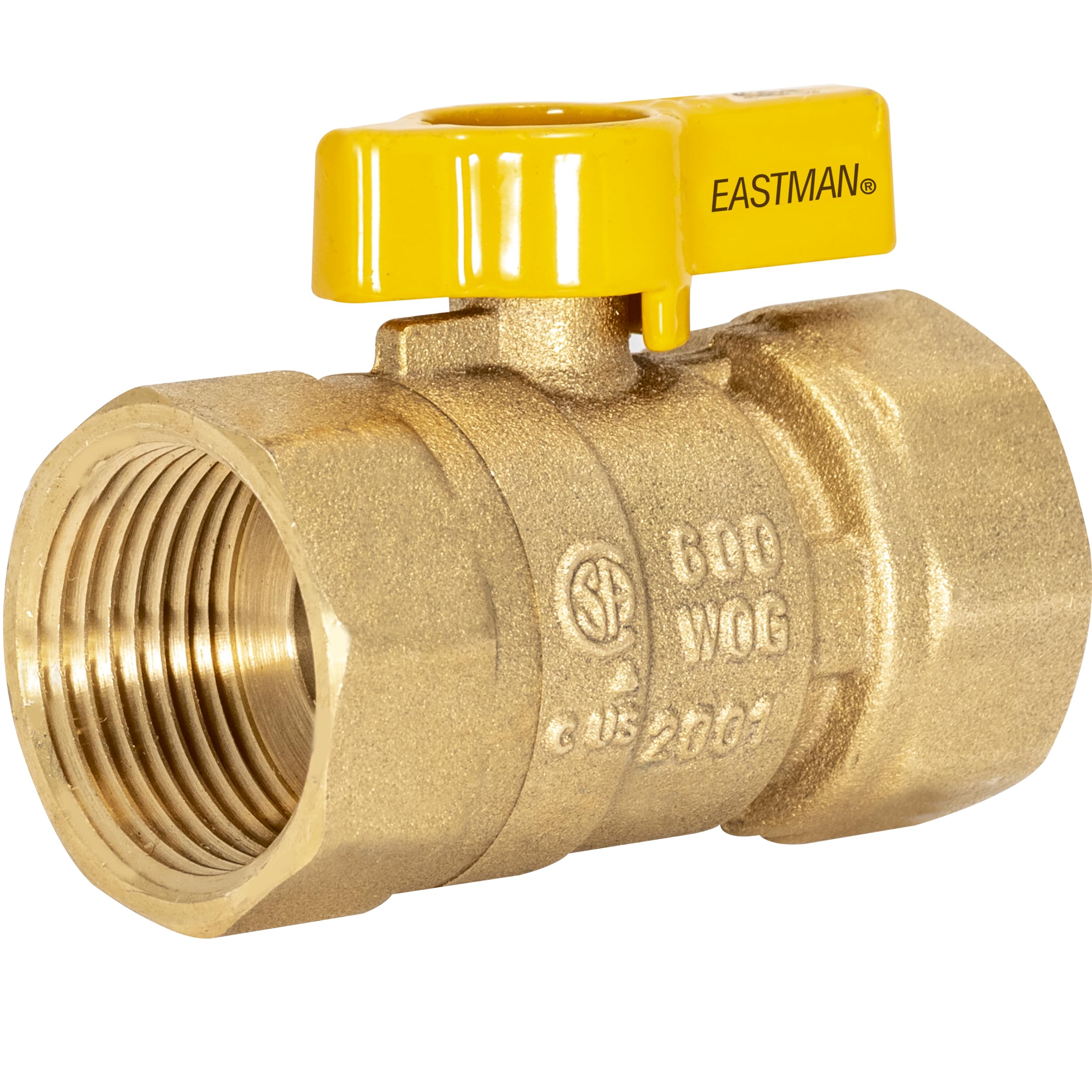 Eastman 1 Inch FIP Straight Gas Ball Valve with 1/4-Turn Handle, Brass Plumbing Fitting, 60013