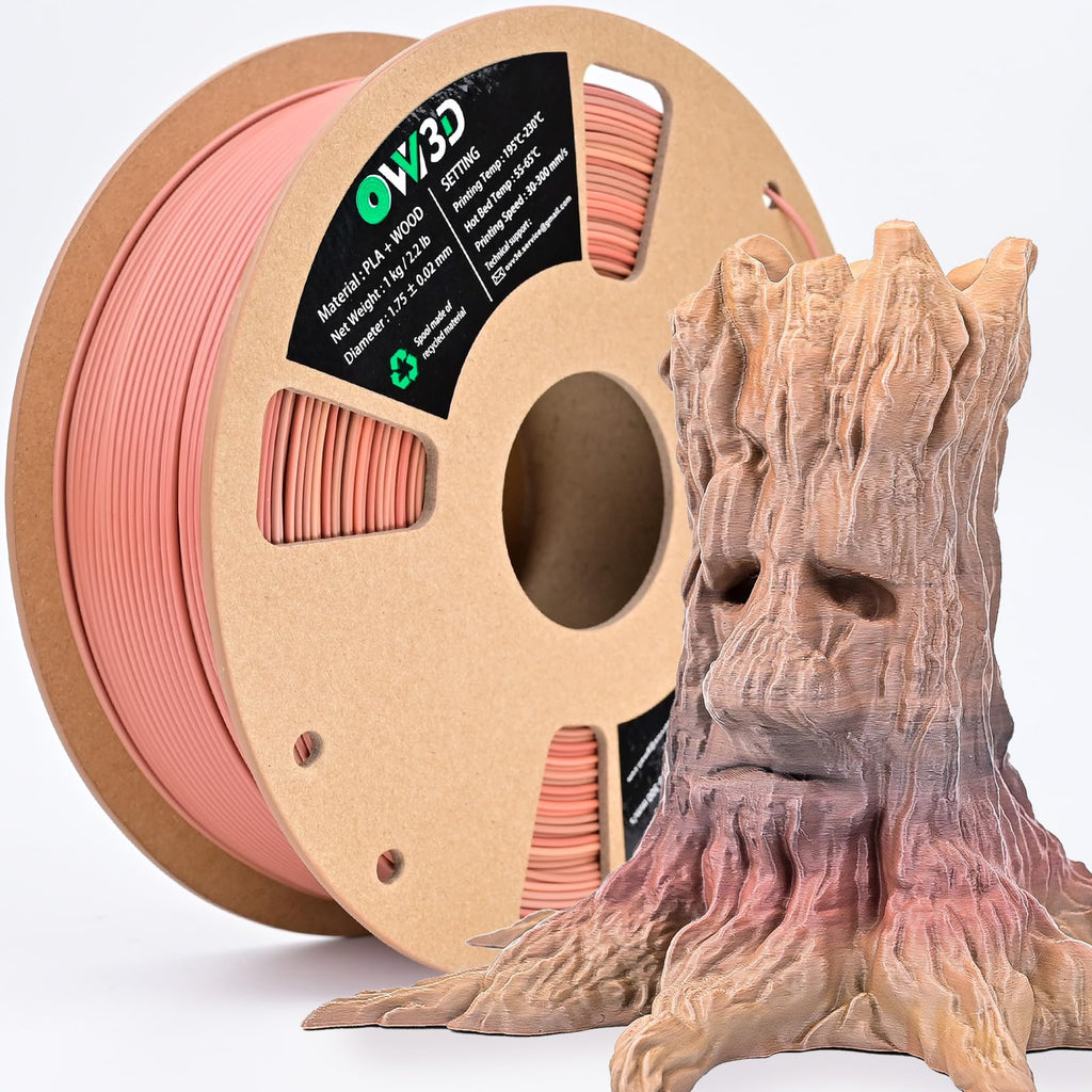 OVV3D PLA Filament Wood PLA, 3D Printer Filament Gradient Multicolor Wood PLA Filament 1.75mm +/- 0.02mm 1kg(2.2lbs) Add 20% Real WoodFiber