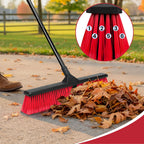 24" Push Broom with 63" Long Handle, Heavy Duty Broom for Floor Sweeping, Stiff Bristles Broom Brush for Workshop, Garage, Concrete, Patio and Deck