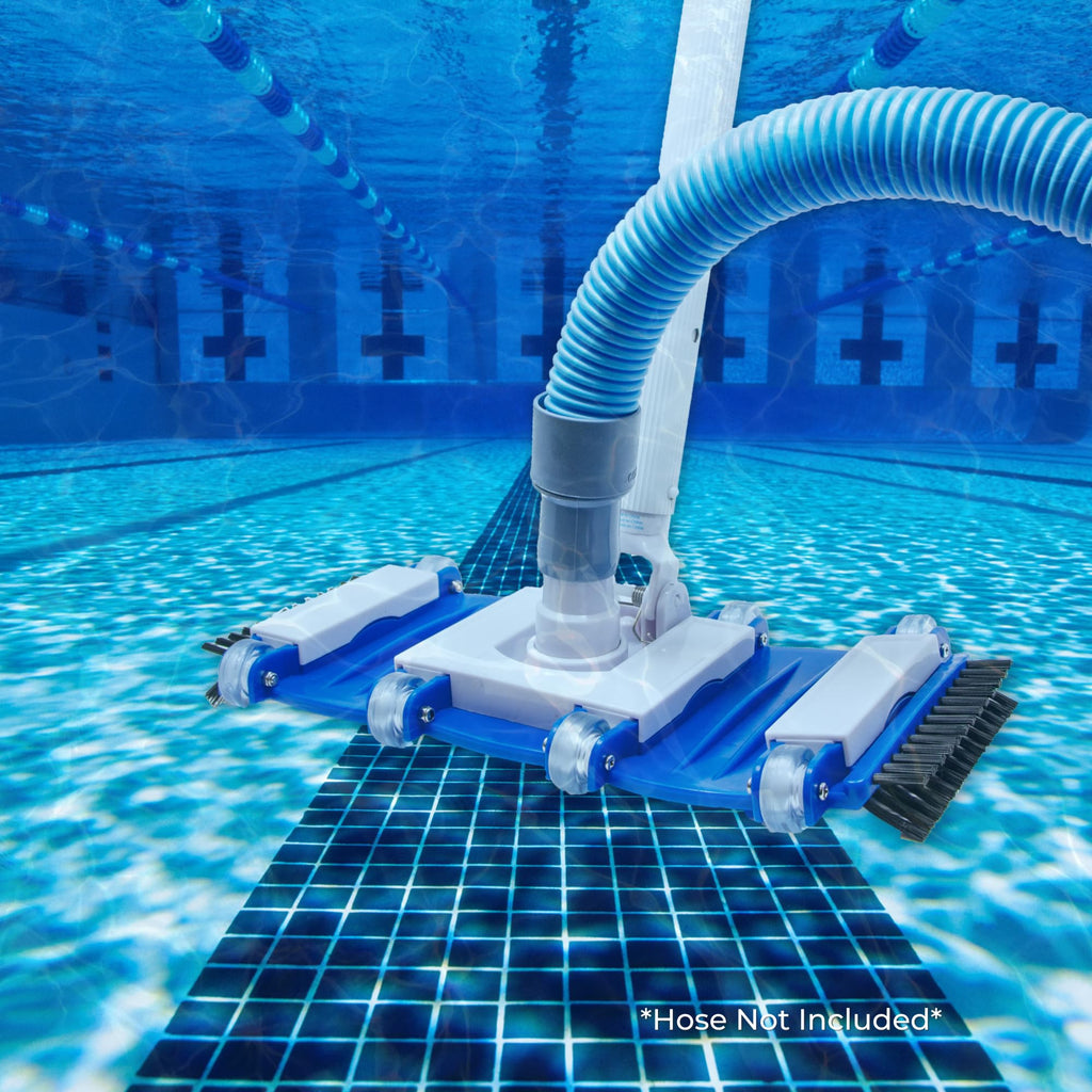 SWIMLINE HYDROTOOLS Manual Pool Vacuum Head Attachment For Inground & Above Ground Pools |Weighted Flexible Swimming Pool Vac Head Rectangle Shape W/ Wheels Brushes| Swivel Hose 1-1/4 or 1-1/2’’ Clean