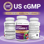 Dr. Berg Chewable Vitamin C Complex - Made with Organic, Non-GMO Berries - 60 Delicious Wafers