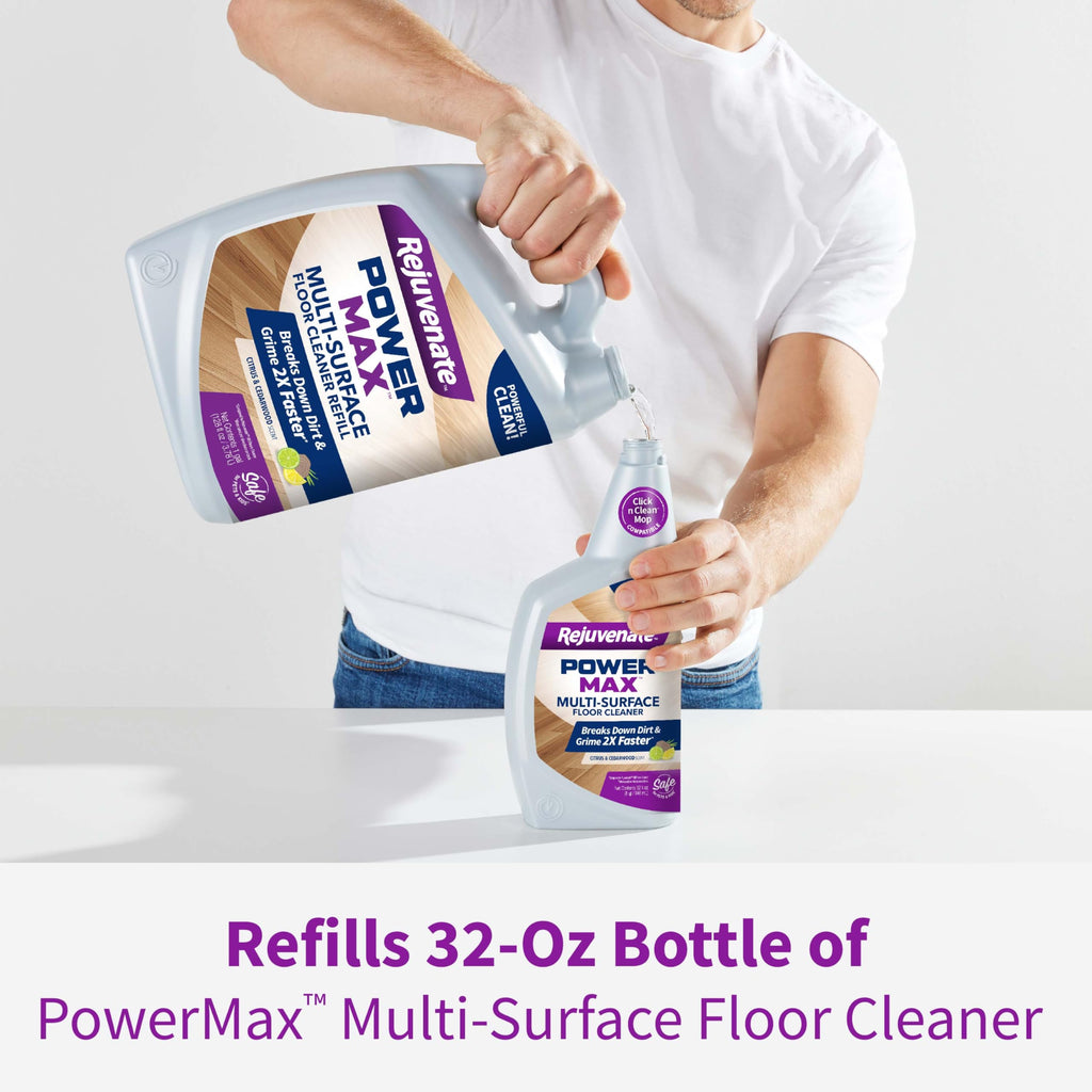 Rejuvenate PowerMax Multi-Surface Floor Cleaner, 128 Ounces, Breaks Down Dirt And Grime On Sealed Hardwood, Tile, Vinyl, Laminate To Deliver A Powerful, Deep Clean With Citrus And Cedarwood Scent