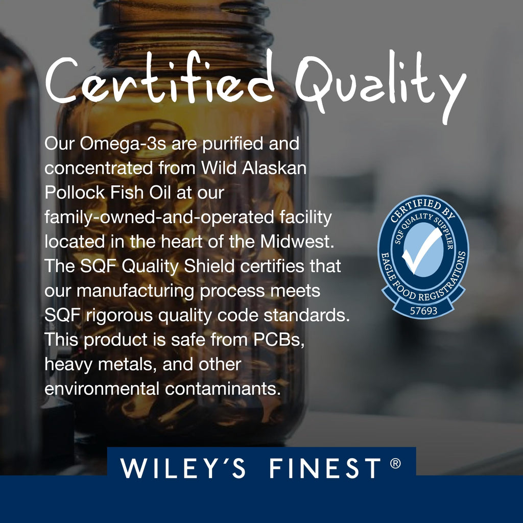 Wiley's Finest Wild Alaskan Fish Oil Peak EPA - Triple Strength Peak EPA & DHA Supplement - 1000mg Fish Oil - Omega-3s for Joint Health Support - 120 Softgels (120 Servings)