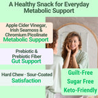 High-Fiber Keto Snacks, Healthy Snack for Adults, Chromium Picolinate Seamoss ACV Gummies, Gluten Free No Sugar Low Calorie & Carb Prebiotic Fiber Gummy Snack Candy, Apple Cider Vinegar Irish Sea Moss