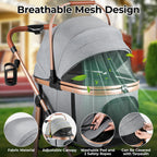 MAMIZO Pet Stroller for Medium Dogs Cats Up to 44 lbs, All-Terrain 3-in-1 Dog Stroller with Detachable Carrier, Rubber Wheels, One-Click Folding, Storage Basket & Cup Holder, for Senior Dogs & Cats