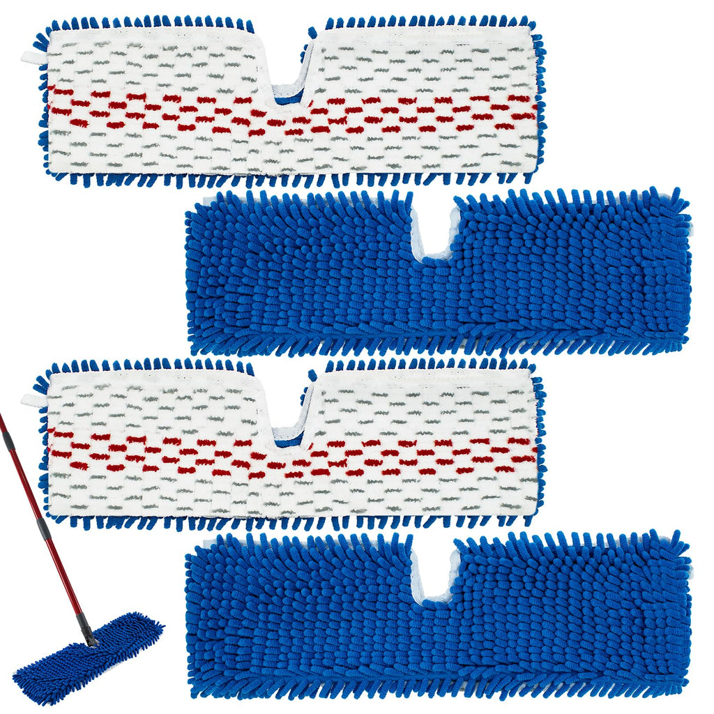 4 Pack Mop Replace Head for Ocedar Hardwood Floor'n More 3-Action Flip Mop,Mop Heads Replacements for Dry Wet Use,Chenille&Microfiber Double Sided Mop Refills,Reusable Mop Pad for Multi Surface Floor