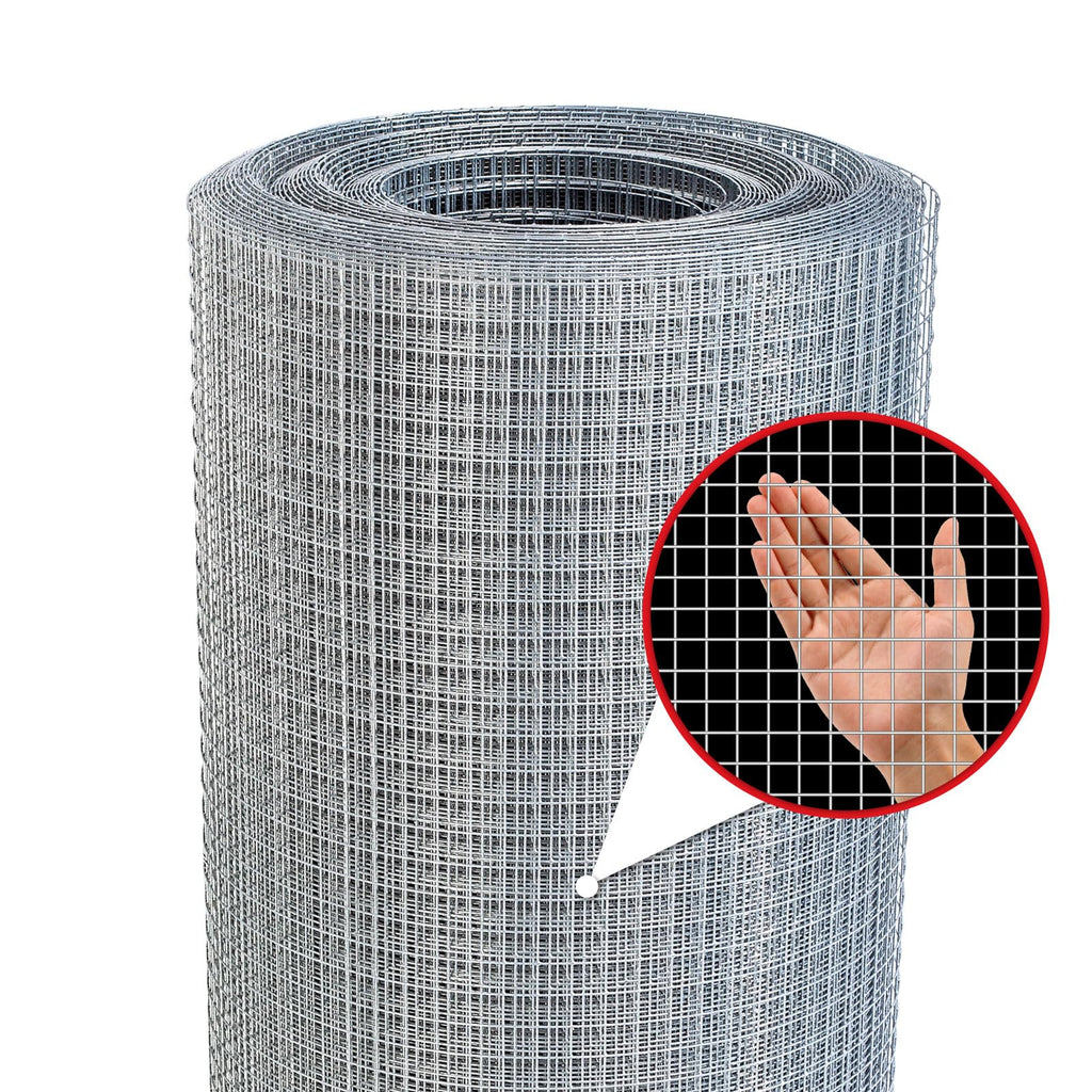 Sanzeus Hardware Cloth, 1/4 Inch 48in x 100ft 23 Gauge, Double-Layer Hot-Dip Galvanizing After Welding, Chicken Wire Fence Wire Mesh Poultry Netting Garden Fence Tree Guard Rolls