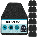 Basima Urinal Mats for Men Bathroom 12 Pack Washable Bulk Rubber Urinal Floor Mats for Toilet Commercial, Non-Slip Disposable Urinal Pads for Mens Room, 17.5" x 20.5", Black
